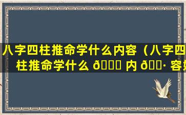 八字四柱推命学什么内容（八字四柱推命学什么 🐅 内 🕷 容好）